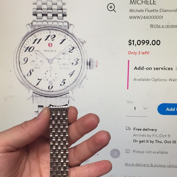 Michele Accessories - NEW Michele 18mm Fluette watch band only